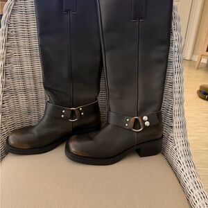 Pilcro Black Leather Combat Boots